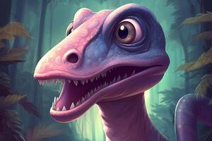 The Whimsical Adventures of the Colorful Velociraptor in a Comic World photo