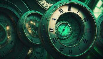 Chrono Portals Time Travel through Strange Clock Faces and Symbols photo