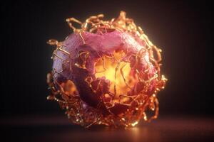 Exploring the Intricacies of Cellular Life A Mesmerizing 3D Illustration Showcasing the Microscopic World of Cancer Cells photo