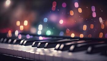 Bokeh Lights and Blurry Colors on Close-up Piano Keys photo