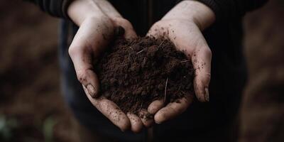 Harvesting the Earth Two hands holding a pile of soil photo