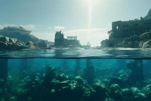 The Mystical Sunken City A Half-Submerged View of Atlantis in Crystal Blue Waters photo