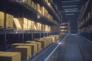 AI-optimized Warehouse Illustration of an Intelligent, Self-Organizing Distribution Center photo