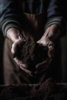 Harvesting the Earth Two hands holding a pile of soil photo