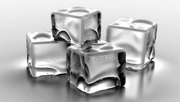 Crystal Clear Ice Cubes Close-up Isolated on White Background photo