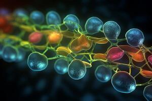 Vivid 3D illustration of the electron transport chain in mitochondria photo