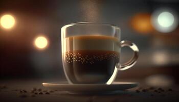 el aroma de italiano Café exprés en un taza ai generado foto