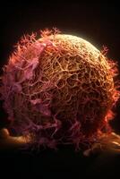 Exploring the Intricacies of Cellular Life A Mesmerizing 3D Illustration Showcasing the Microscopic World of Cancer Cells photo