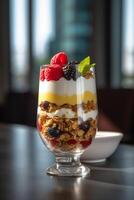 Layered Berry Yogurt Parfait with Granola photo