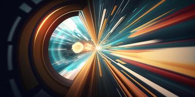 Warping Through Dimensions Abstract Representation of a Time Tunnel Leading to a Portal photo