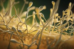 Vibrant 3D illustration of cellulose synthesis process photo