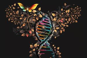 DNA structure with black background photo