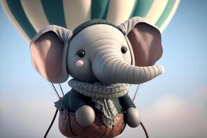 Up, Up and Away A Funny Elephant in a Hot Air Balloon Adventure photo