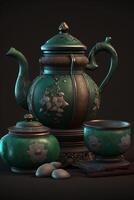 Elegant Chinese Jade Tea Set with Traditional Design and Delicate Craftsmanship photo