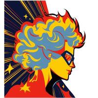 Superhero Portrait in PopArt Style with Bold Colors and Halftone Effects, Illustration photo