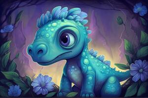 Whimsical and Colorful Digital Comic Art Iguanodon's Adventures in a World of Fun and Frolic photo