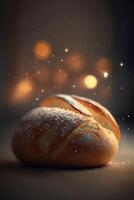 Freshly Baked Italian Ciabatta Bread on Wooden Background photo