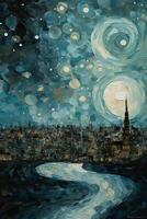 Starry Night in the City A Van Gogh-inspired Painting photo