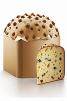 Delicious Italian Panettone Cake Isolated on White Background for Christmas Celebration photo