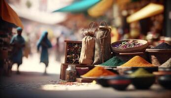 explorador el vibrante caos de un indio bazar un alboroto de colores y especias ai generado foto