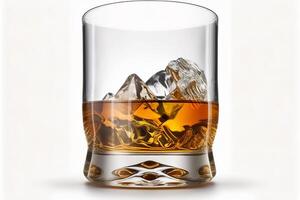 Sipping on Whiskey A Glass of Whiskey and Ice on White isolated Background photo