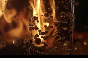 Vibrant 3D Illustration Depicting the Chemical Process of Combustion in Action photo