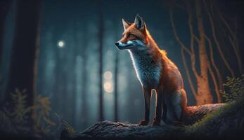 Majestic Forest Fox A Nocturnal Visitor in the Dark photo