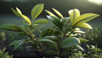 Lush Green Tea Plantations Amidst the Serene Beauty of Nature photo