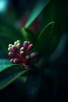 exótico planta en el selva vibrante naranja rojo florecer ai generado foto