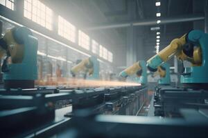 Automated Manufacturing with AI-Powered Robots in a Factory photo