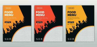 Fast Food Flyer Design Template cooking, cafe and restaurant menu, food ordering, junk food. Vector illustration for banner, poster, flyer, cover, menu, brochure