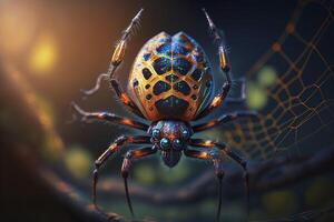 Híper realista ilustración de un insecto parecido a un pelirrojo araña, de cerca ver ai generado foto