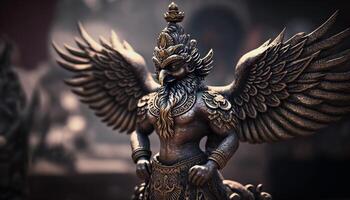 majestuoso Garuda escultura símbolo de poder y devoción en indio mitología ai generado foto