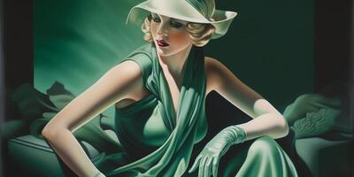 The Art Deco Lady in Green A Portrait of a Cool Blonde Beauty from the 1920s photo