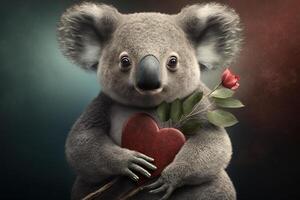 Koala in love with heart for Valentine's Day, Mother's Day or Wedding Anniversary Content photo