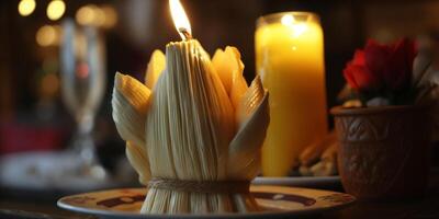 Celebrating the Feast of the Presentation Still Life with Candles for Dia de la Candelaria photo
