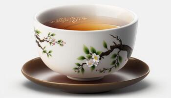 Isolated traditional Chinese tea cup on white background photo