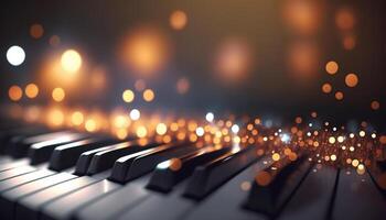 Bokeh Lights and Blurry Colors on Close-up Piano Keys photo