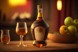 sorbo en el Rico sabores de Calvados, Envejecido manzana brandy desde Normandía ai generado foto