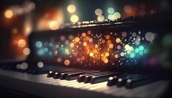 Bokeh Lights and Blurry Colors on Close-up Piano Keys photo