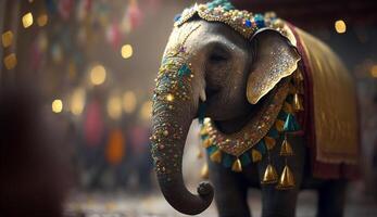 The Golden Adorned Indian Elephant A Majestic Display of Culture and Tradition photo