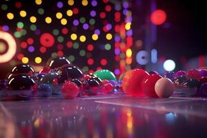 Vibrant Disco Lights Illuminate Empty Dance Floor photo