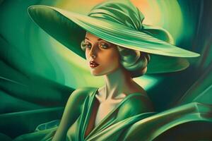 The Art Deco Lady in Green A Portrait of a Cool Blonde Beauty from the 1920s photo