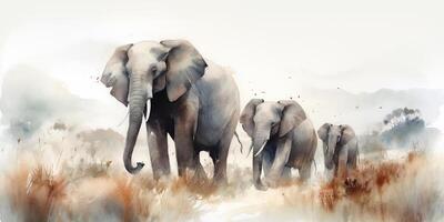 The Majestic Elephant in Sepia A Watercolor Painting photo