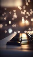 Bokeh Lights and Blurry Colors on Close-up Piano Keys photo