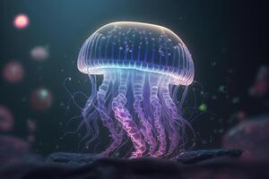 Glowing Deep-Sea Jellyfish A Radiant Beauty in the Darkness photo