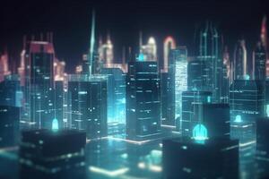 Energy-Positive City Futuristic Metropolis Powered by Buildings photo