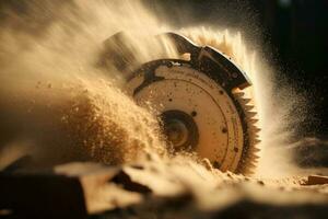 Wood saw circular saw craftsman wood dust AI generated photo