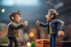 Realistic 3D Rendering of Two Male Cartoon Characters Arguing with Each Other photo