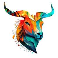 Colorful PopArt Illustration of a Goat or Ibex Portrait photo